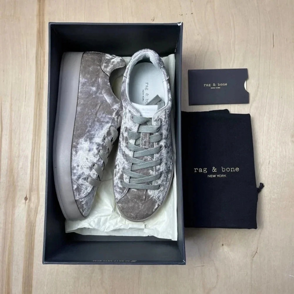 Rag & Bone | RB1 Low Top Sneakers | Dove Velvet Size 8 - Picture 3 of 17
